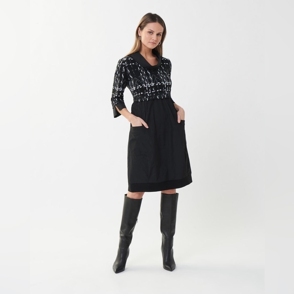 Joseph Ribkoff Black and White Long Sleeve Dress Size 12